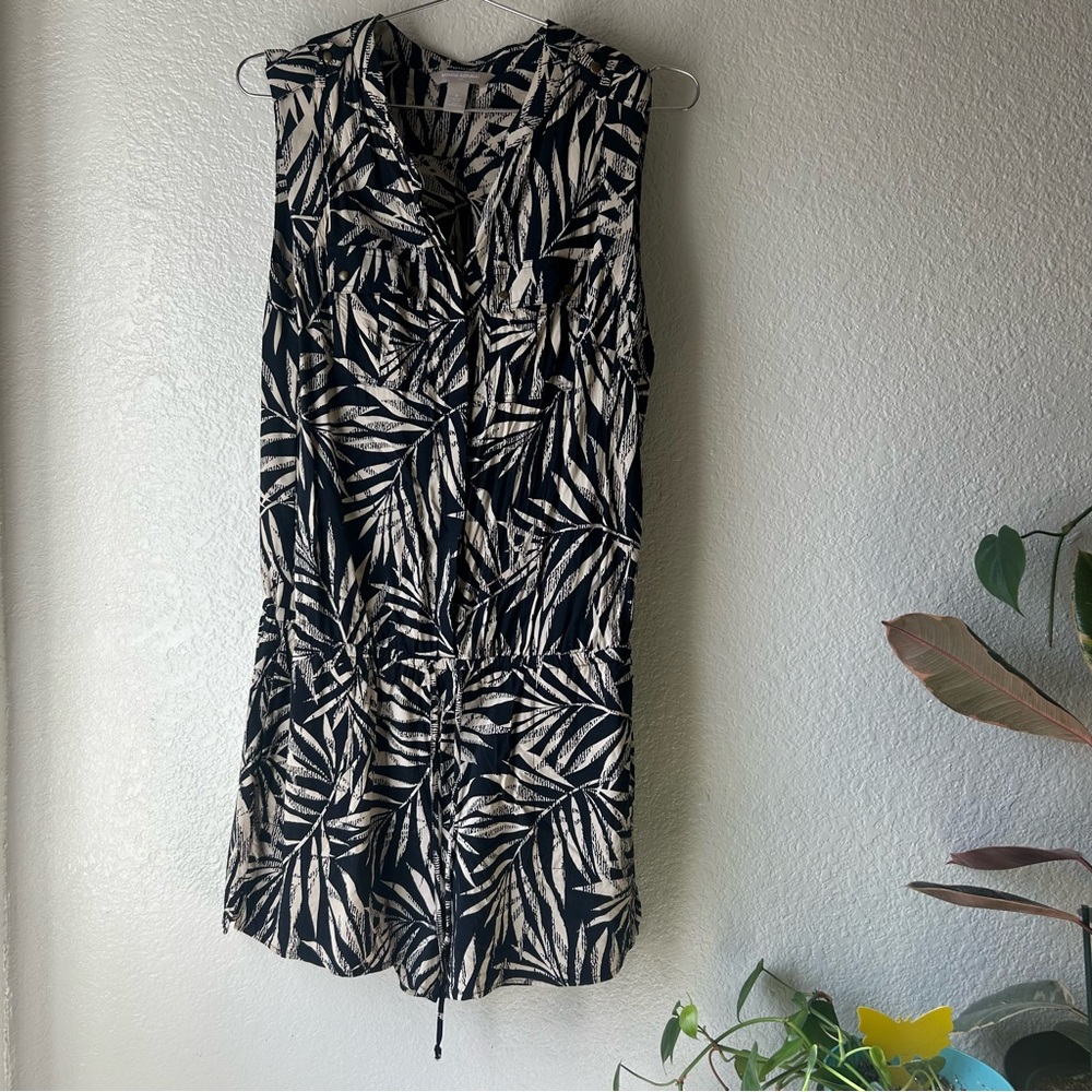 Banana Republic Black and Cream Patterned Dress